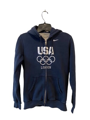 Nike USA London Hoodie Full Zip Sweatshirt Blue Womens Size Medium
