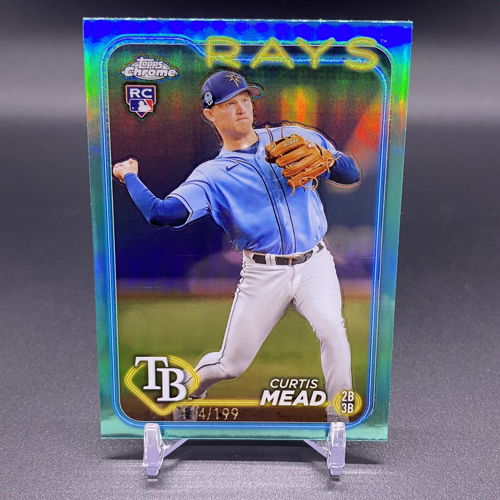 #/199! 🚨2024 Topps Chrome Curtis Mead RC Tampa Bay Rays Aqua Rookie #209