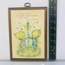 Vintage Wooden Hanging Wall Plaque  Hallmark Springbok Joy  8 inch 500DE1017