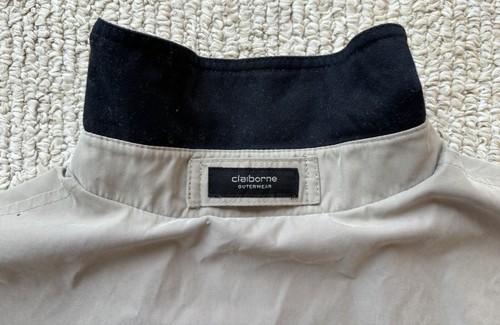 Claiborne Outerwear Microfiber Windbreaker Jacket Elastic Front Zip Tan Large - Picture 14 of 22