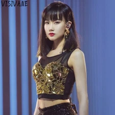 Fashion Diamond Sequin Tank Top Women Shaper Corset Streetwear Bra Crop Tops