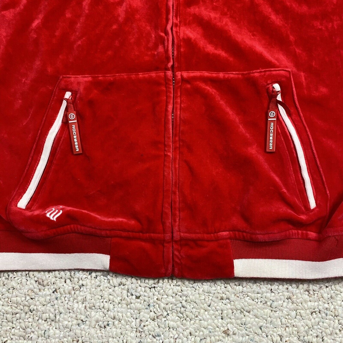 Roca Wear Boys Sweatshirt sz L Red Short Sleeve Full Zip