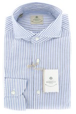 Luigi Borrelli Light Blue Striped Blend Shirt - Slim - 15/38 - LB45231