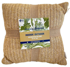 Set of 2 Tommy Bahama Tan Woven Faux Straw Indoor Outdoor Decor Pillows 16x16