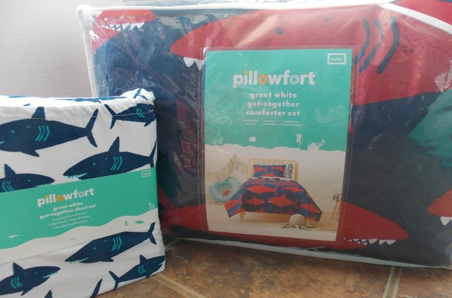 Pillowfort Great White Shark Comforter Sham Sheet Twin Set New