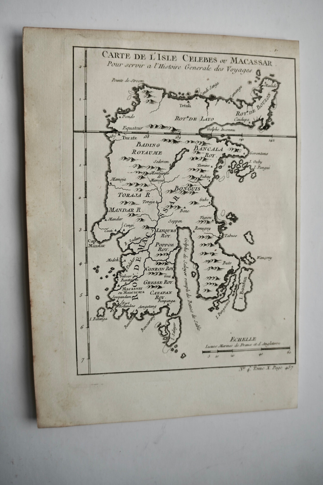 CARTE DE L'ILE CELEBES OU MACASSAR , INDONESIE, 1752