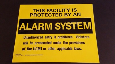 LARGE Facility Protected By Alarm System Sticker 10'' X 8''