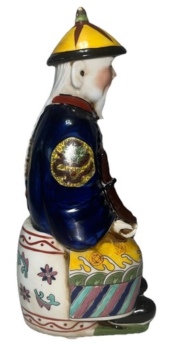 Chinese Wiseman Mandarin Hand Painted Porcelain Figurine 11" Tall - Picture 4 of 6