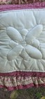 Vintage Pair of Pillows Hand-Quilted w/Pink Lace Trim Cases Removeable/Washable — photo 5