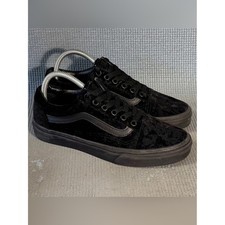Vans Old Skool Velvet Triple Black Sneakers Women's Size 7.5
