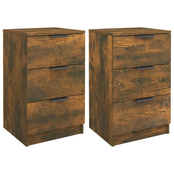 Nachttische2Er Set RäUchereiche 40X36X65 Cm Nachtschrank Nachtkonsole-image
