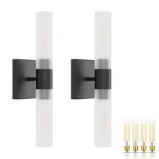 Set Of 2 Ralbay Black Wall Sconces Modern Bathroom Vanity Lights Bulbs Included