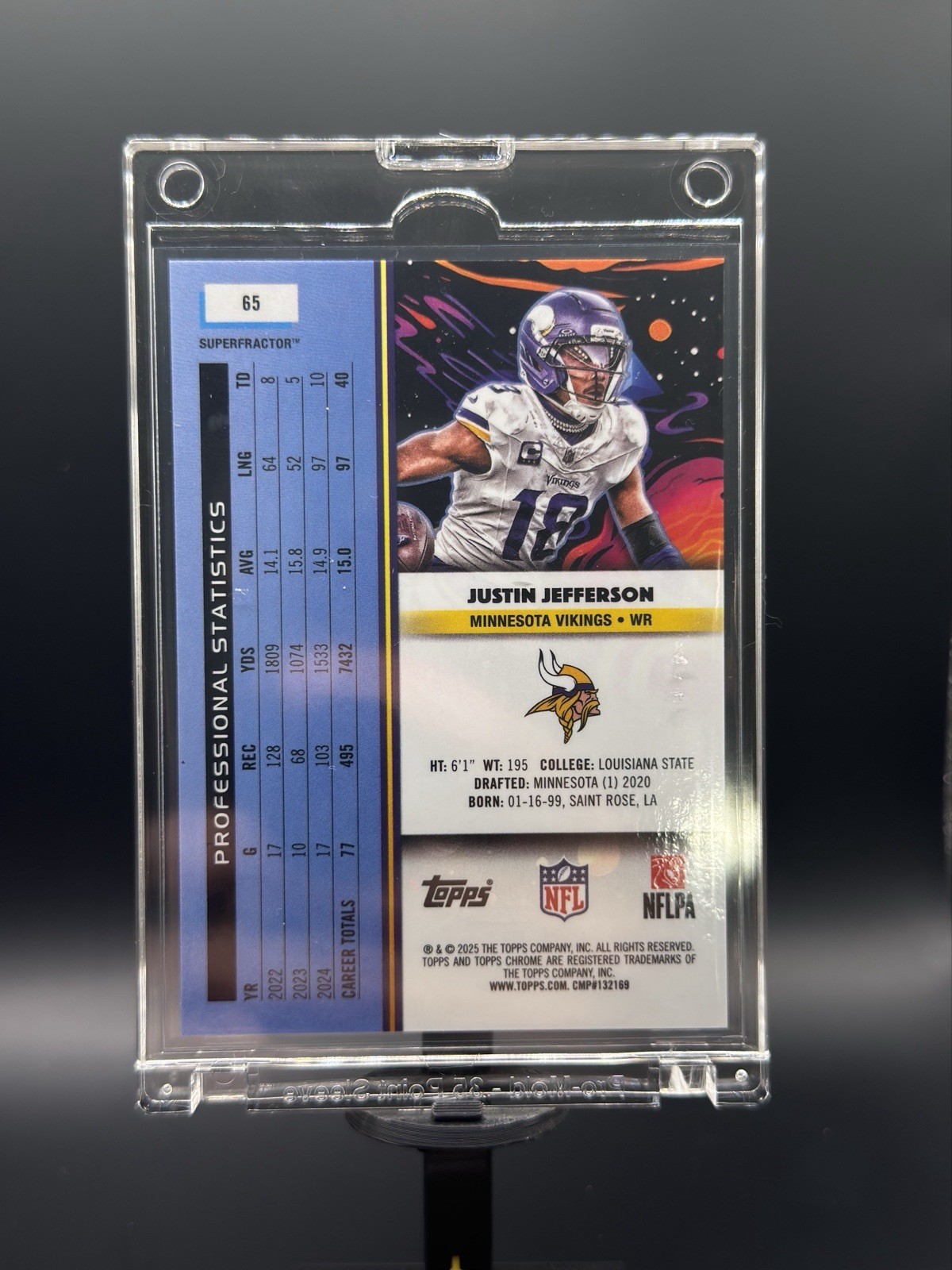 2025 Topps Cosmic Chrome Justin Jefferson 1/1 SUPERFRACTOR Ready 4 Fanatics Fest view 19