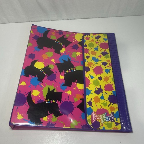 Vintage Lisa Frank Trapper Keeper 3 Ring Binder Black Scottie Dogs - Picture 1 of 10