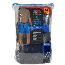 Fruit of the Loom 6 Pack CoolZone Fly Boxer Briefs Assorted Colors Men's Size M