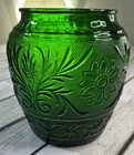 Vintage 1939-1960s Anchor Hocking Sandwich Forest Green Open Cookie Jar or Vase.