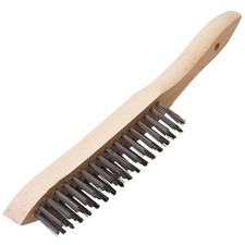 Image of Draper Expert Heavy Duty 3 Row Industrial Wire Scratch Brush Wooden Stock 310mm