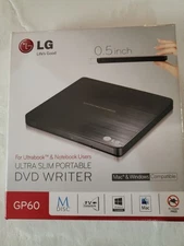 LG External DVD-WRITER Black Ultra-Slim Portable SP60 DVDRW