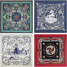 Bycc Bynn 4-Pack 100 Cotton Bandana Set, Vintage Graphic Print, 22x22 inches