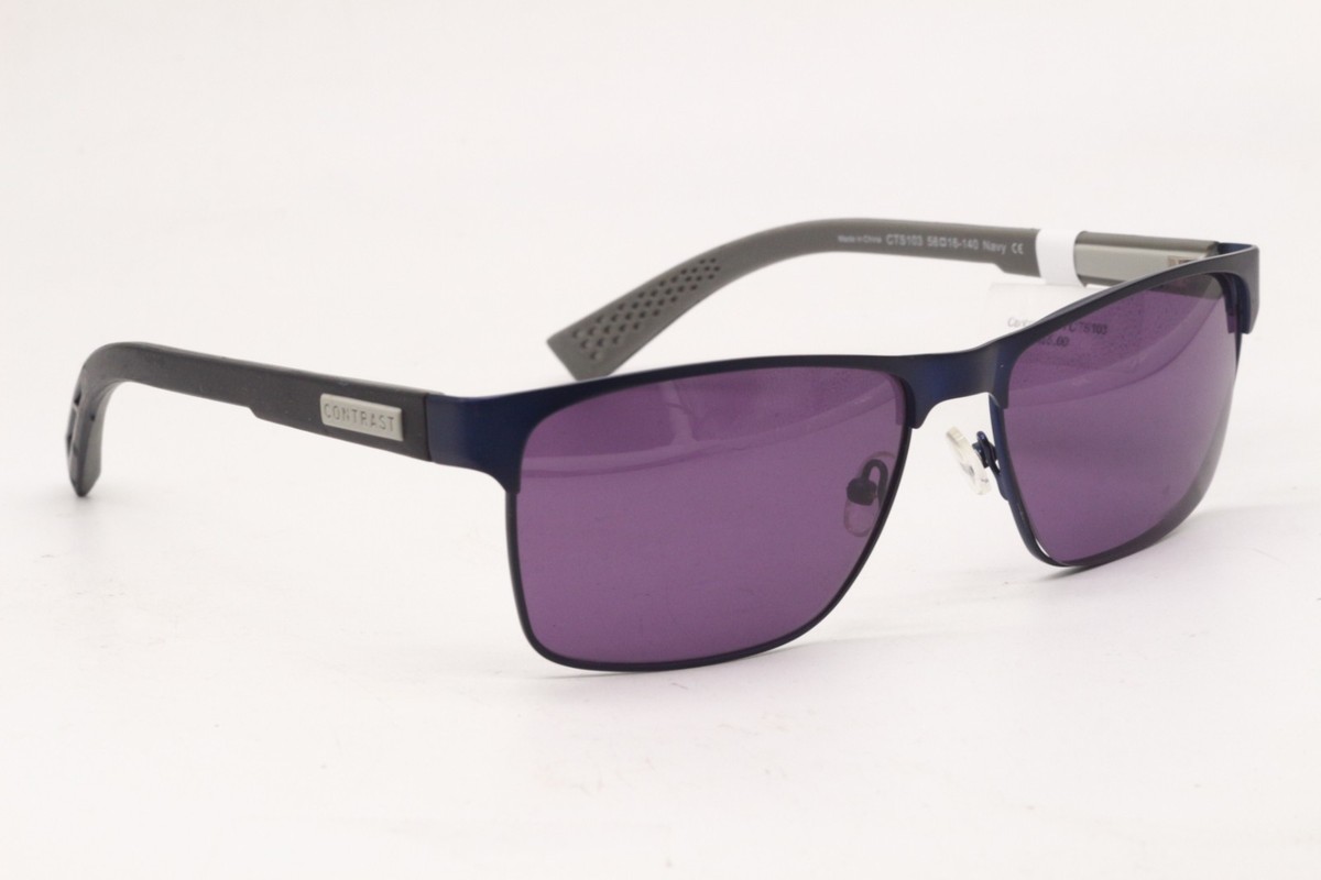CONTRAST Cts103-Navy-LIGHT-PURPLE-58 Sunglasses Sun Glasses NAVY Authentic New NEW CONTRAST CTS103 NAVY MIRRORED AUTHENTIC DESIGNER FRAMES  main image 2