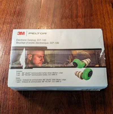 3M Peltor EEP-100 Electronic Earplugs NRR 23 Ambient, Charging Case USB