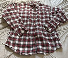 L.L.Bean Women s Flannel Shirt Red White Plai...