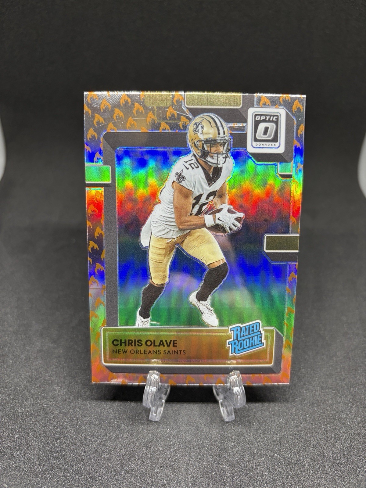 Chris Olave 2022 Optic Rated Rookie Fire Emoji Prizm RC #209 SAINTS