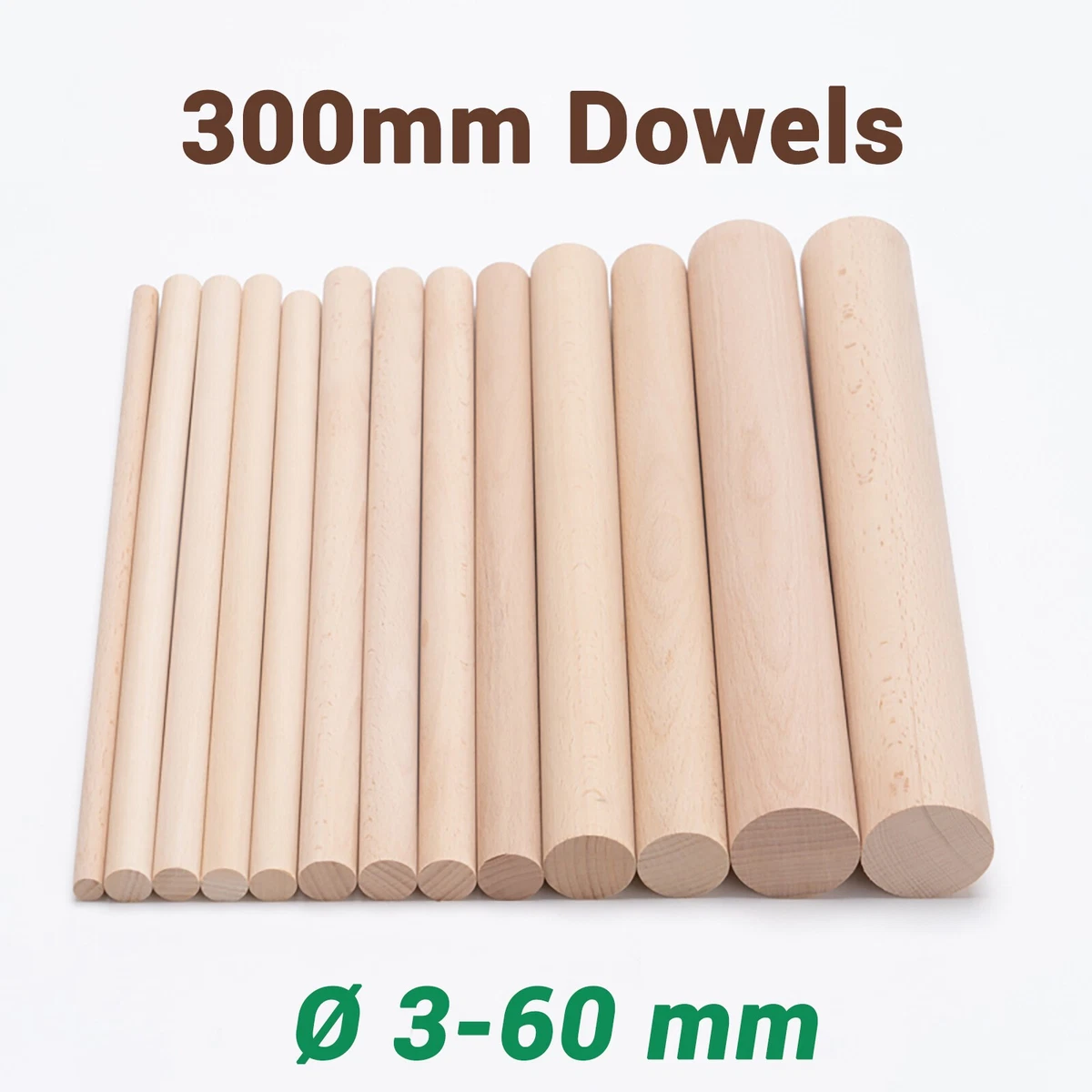 Square Wooden Dowel Rods, 6 PCS 1.9 X 30cm Square Wood Dowel Rods