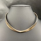 Vintage Modernist Jacques Moniquet Sterling Silver Choker Necklace 15"