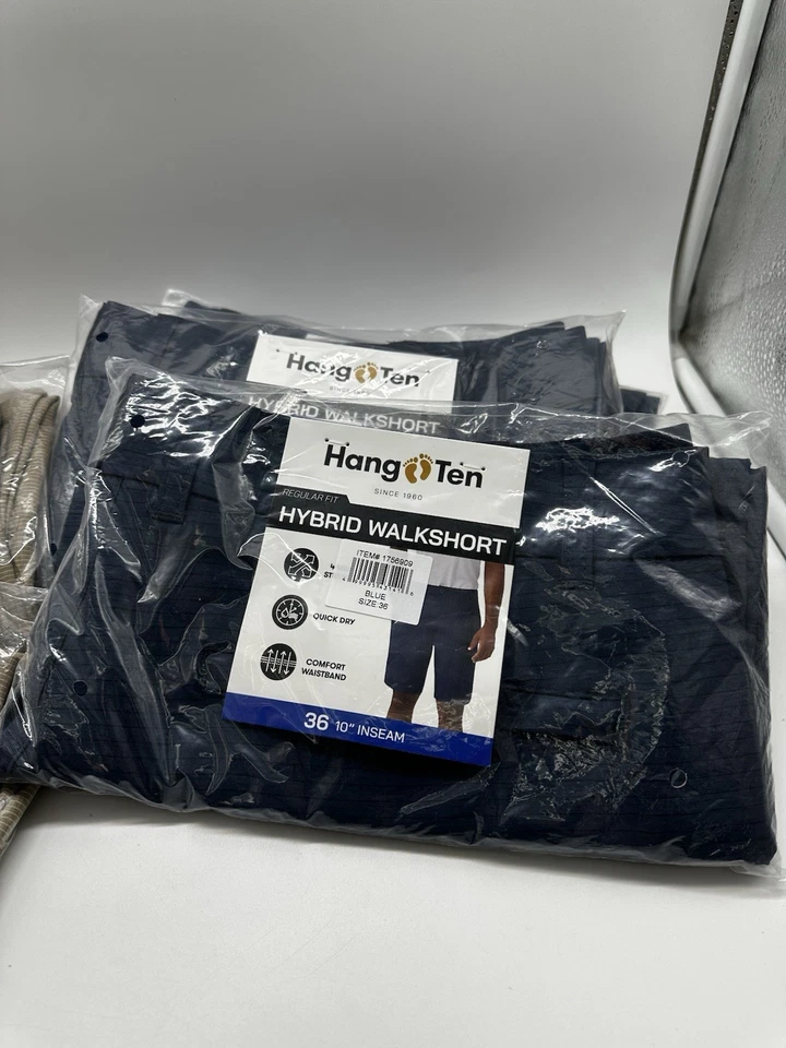 Pantalón corto híbrido Hang Ten para hombre entrepierna de 10" talla 36 azul o tostado TÚ ELIGES NUEVO CON ETIQUETAS Foto 3 de 4