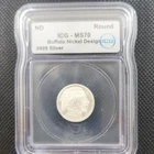 1/10 oz .9999 Silver Buffalo Nickel Design  ICG MS70 ND Round Bullion.