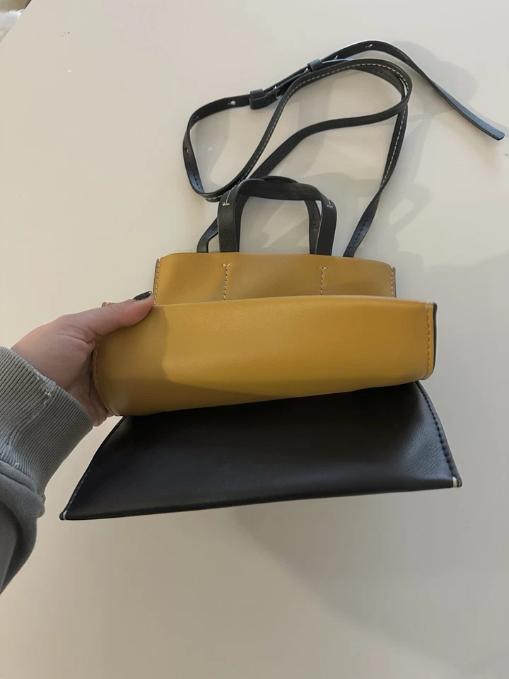 Bolso Bandolera Proenza Schouler Etiqueta Blanca Pequeño Doble Cuero Negro Tostado Foto 4 de 4