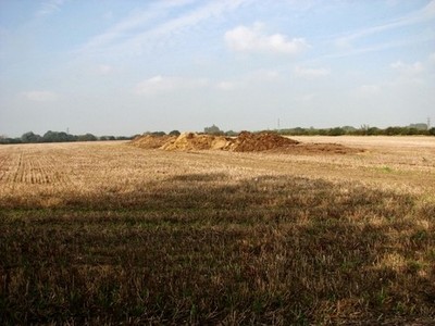 Foto 6x4 Dreckhaufen im Stoppelfeld südlich von Holly Farm Lower Thurlton c2017