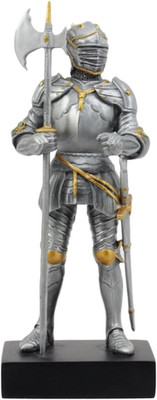 Silver and Gold Italian Knight Halberdier Figurine 9.25'' H Medieval Royal Suit o