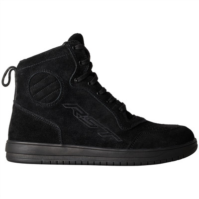 RST Hi-Top Moto Sneaker Schwarz Wildleder Urban City Commuter Lowrise Stiefel
