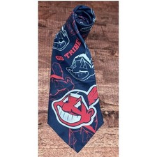 Vintage Ralph Marlin MLB Cleveland Indians Wahoo “Go Tribe” Tie Made in USA