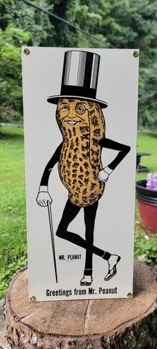 porcelain Mr Peanut vintage Kraft Foods advertising gas staion sign