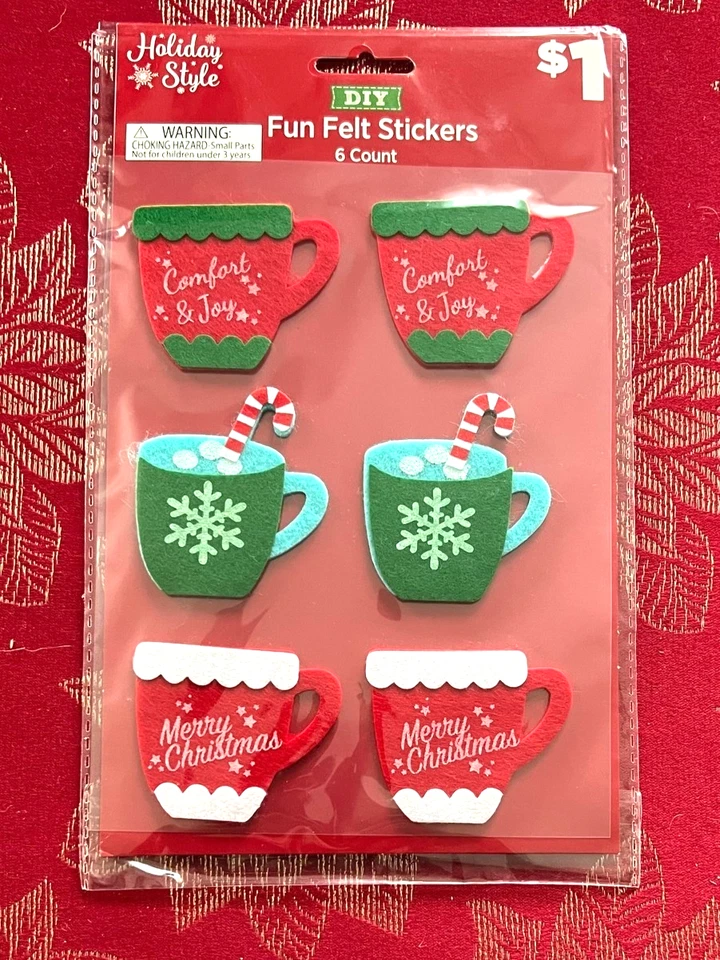 FELT HOT COCOA CUPS MUGS CHRISTMAS HOLIDAYS 3D STICKERS - YOU CHOOSE SHIPPING - Image 2 of 2