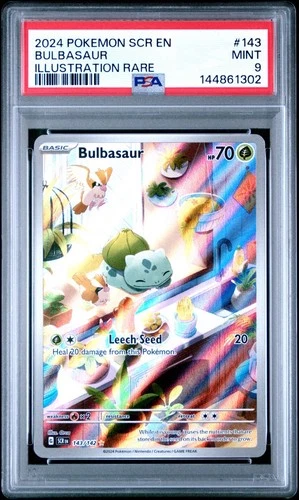 PSA 9 Bulbasaur 143/142 Stellar Crown Illustration Rare Holo Pokémon TCG MINT