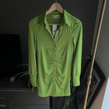 Urban outfitters green Sharon Button-Through Silky Mini Shirt Dress - Size XS