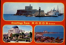 Greetings From Rhodes Greece vintage postcard w316