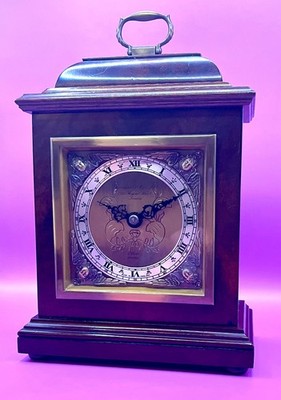 Fine Elliott & Co Burr Walnut  8 Day Mantle Clock, Retailer Garrard & Co, 1970's