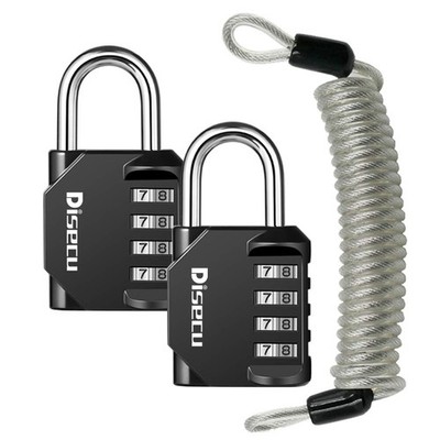 2 Pack disecu 4 Digit Combination Lock, Outdoor Waterproof Padlock with Steel...