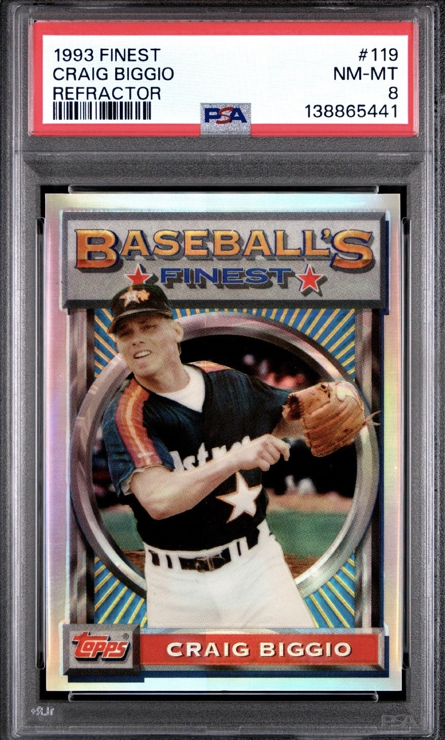 1993 Topps Finest #119 Craig Biggio Refractor PSA 8 NM-MT