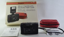 Vintage 35mm Film Camera Ansco 135 in Original Box with Manuals, Case No Flash