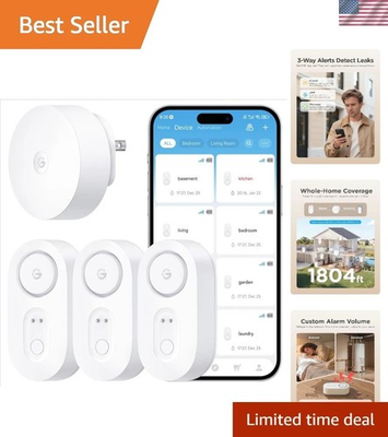 #ad WiFi Water Leak Sensor with 5 Battery Life amp; SMS Alert 3 Pack $71.47