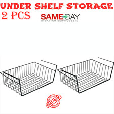 2PCS LARGE UNDER SHELF STORAGE BASKET RACK KITCHEN CUPBOARD ORGANISER TIDY DIY