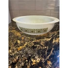 Pyrex 2 qt verde green square flowers bowl no lid