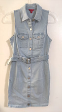 Guess Dress Size XS Denim Blue Belted Mini Dress Women's Spring Summer