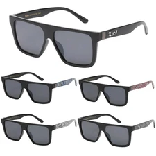 Men's Locs Flat Top Sunglasses Black Frame Category 3 Dark Lens Shades